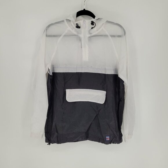 Phat Farm Mens small black white hooded windbreaker pullover zip pocket - Picture 1 of 12